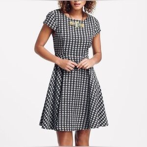 Anthropologie Maeve Mod Black Jacquard Geometric Skater Dress Size 6